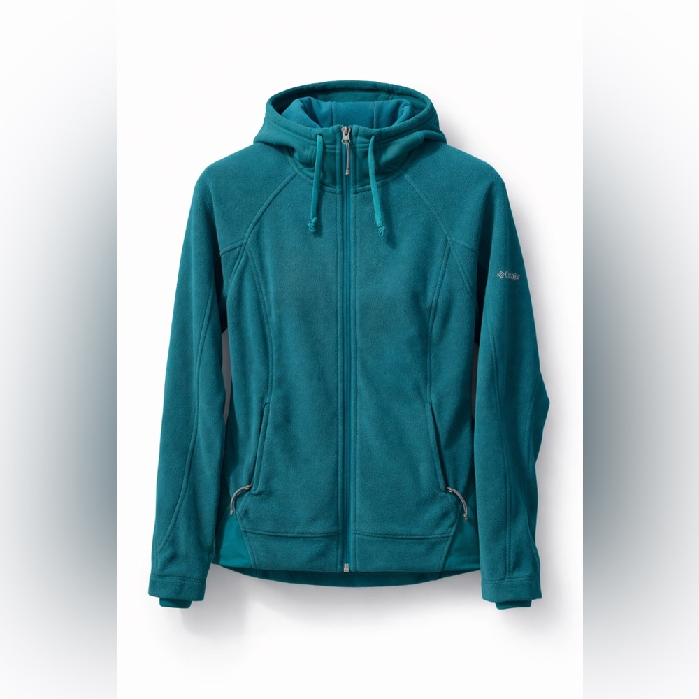 Columbia Teal Fleece Zip Hoodie Women’s Small Lightweight Jacket